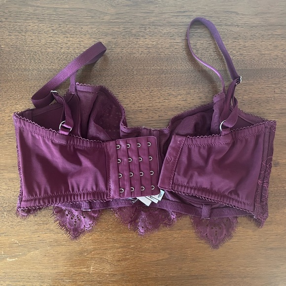 Burgundy longline unlined lace push-up bra - Picture 2 of 4